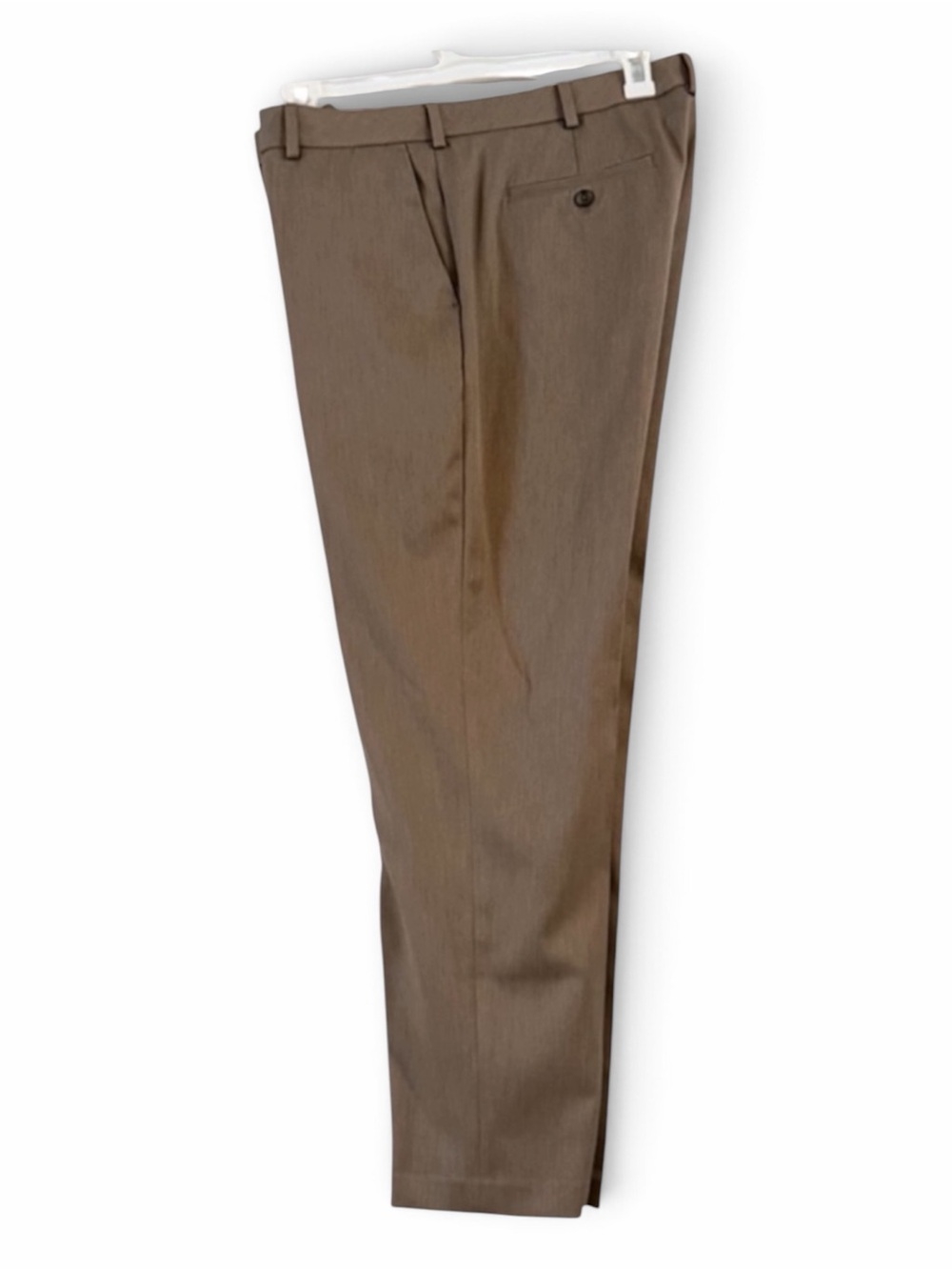 Van Heusen Traveler Mens Flat Front Dress Pants 36x30 Tan Brown Poly Stretch